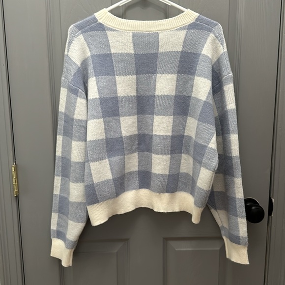 Dazy Buffalo Plaid Drop Shoulder Sweater - Picture 6 of 8